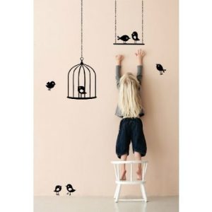 Ferm Living Tweeting Birds seinätarra musta