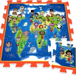 Puzzle play mat Kids on earth map 9 pcs