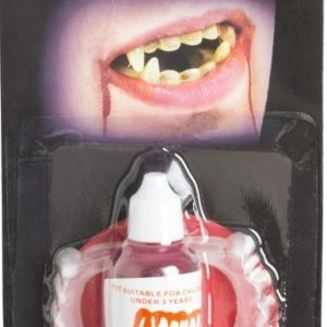 Vampire teeth + Theater blood